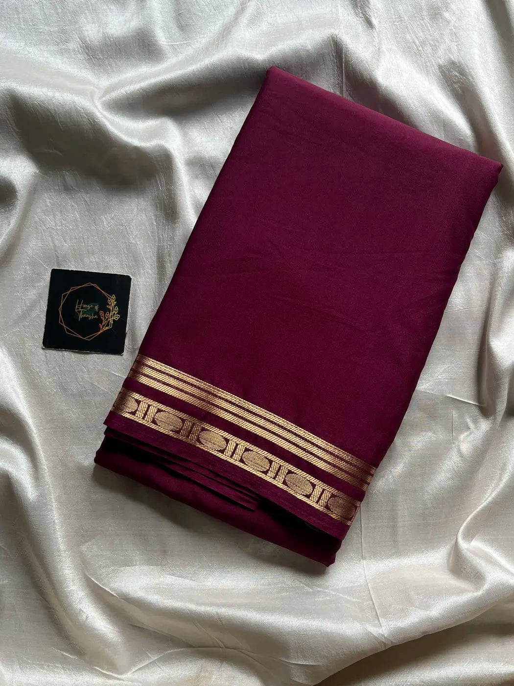 Semi Mysore Silk Saree – Wine Maroon