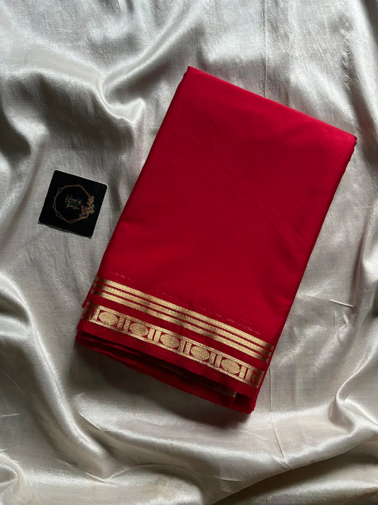 Semi Mysore Silk Saree – Red