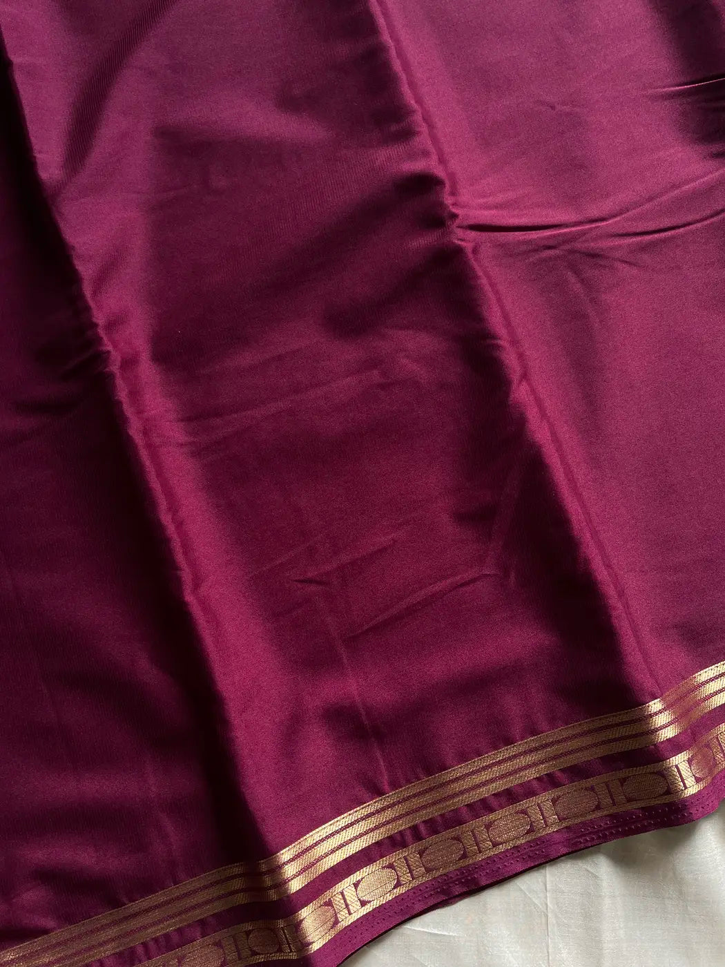 Semi Mysore Silk Saree – Wine Maroon