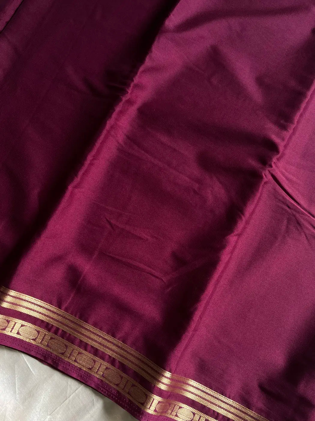 Semi Mysore Silk Saree – Wine Maroon