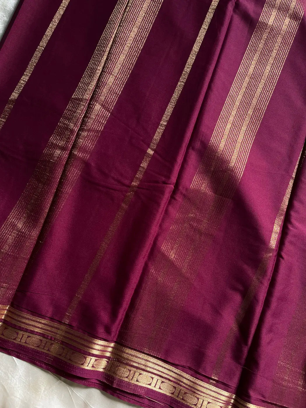 Semi Mysore Silk Saree – Wine Maroon