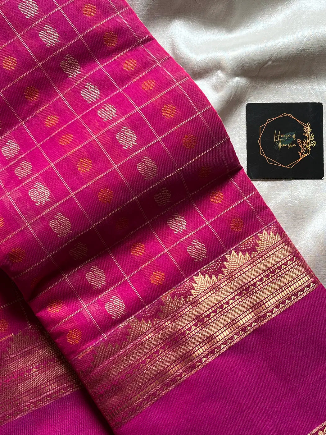 Heirloom Kanchi - Rani Pink Handloom Kanchi Cotton Saree