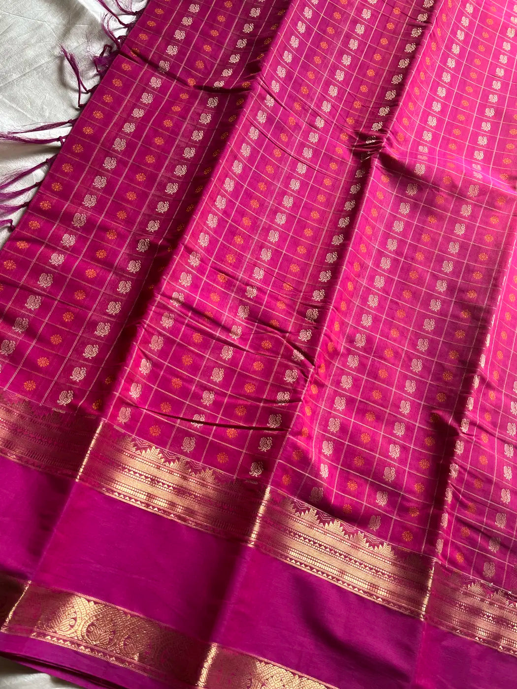 Heirloom Kanchi - Rani Pink Handloom Kanchi Cotton Saree
