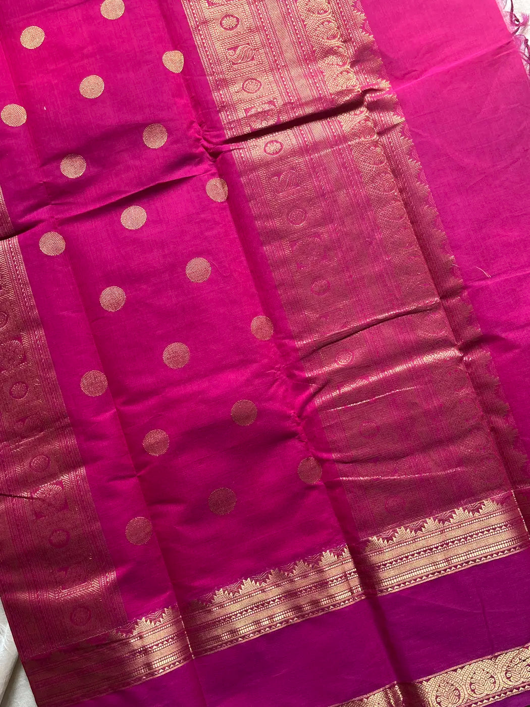 Heirloom Kanchi - Rani Pink Handloom Kanchi Cotton Saree