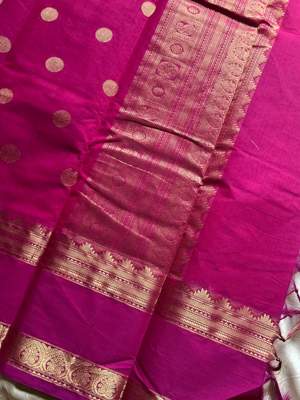Heirloom Kanchi - Rani Pink Handloom Kanchi Cotton Saree