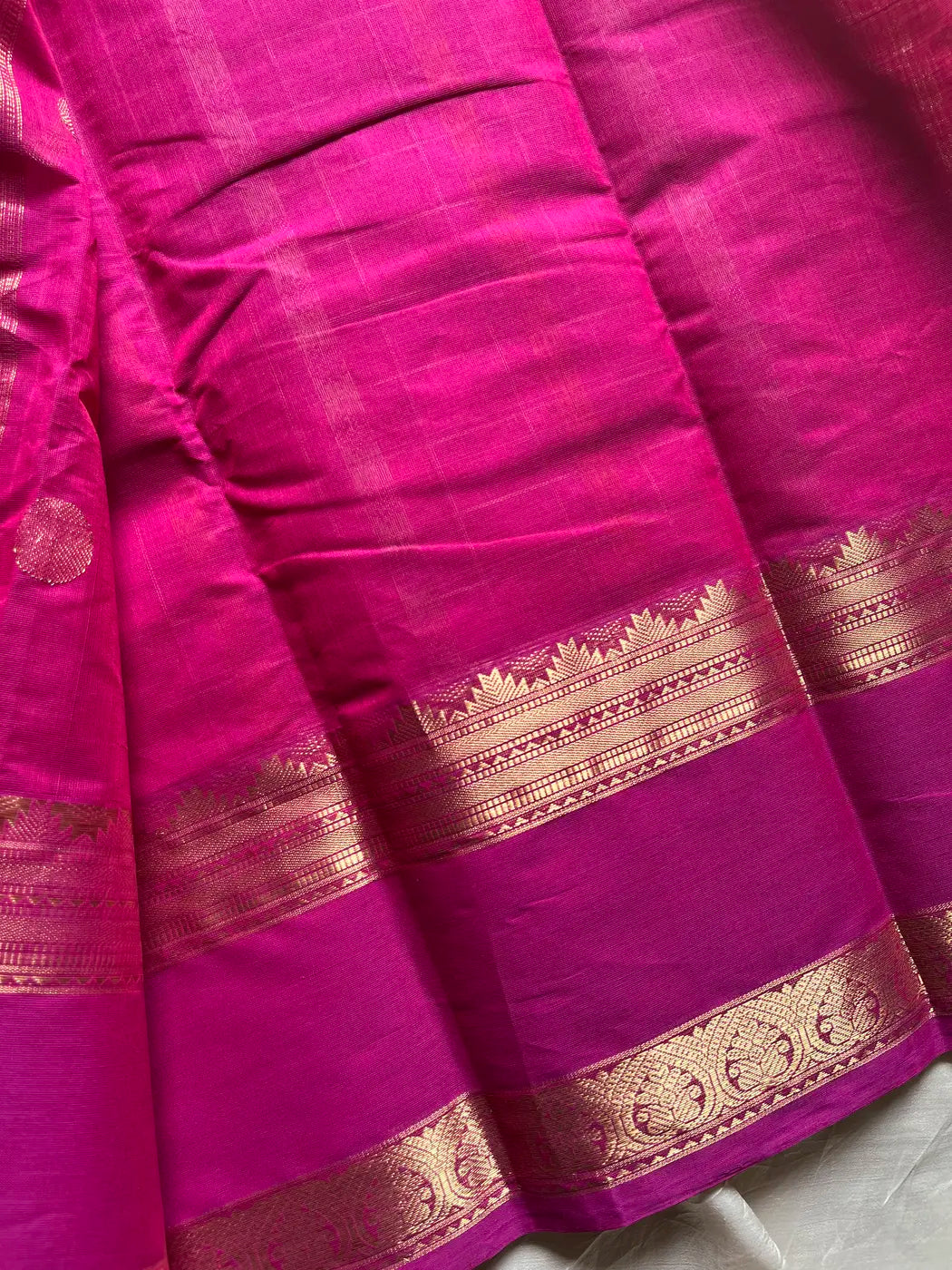 Heirloom Kanchi - Rani Pink Handloom Kanchi Cotton Saree