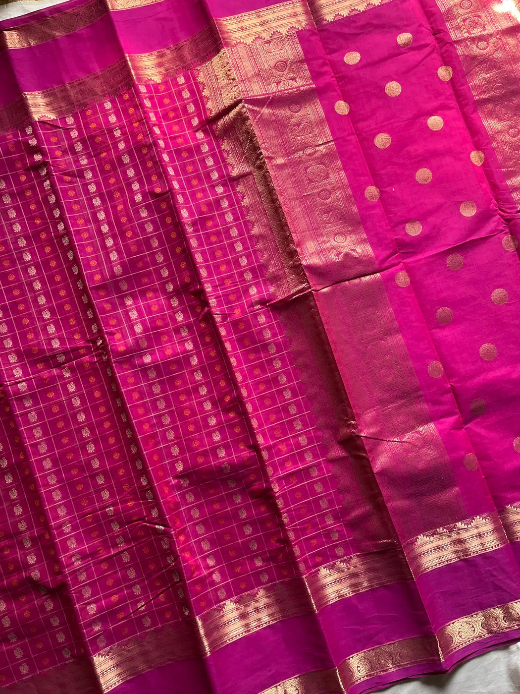 Heirloom Kanchi - Rani Pink Handloom Kanchi Cotton Saree