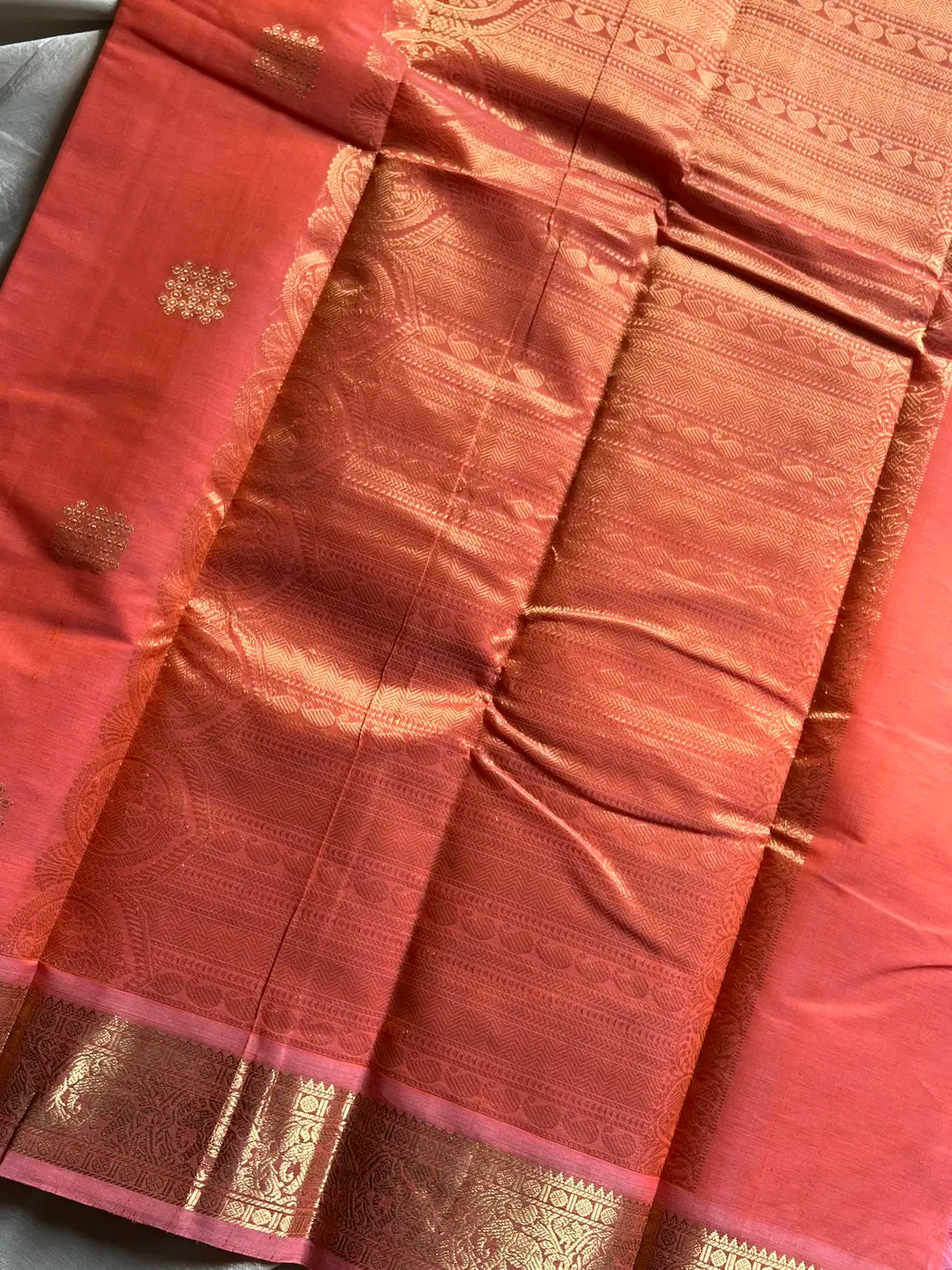 Heirloom Kanchi - Pastel Kanakambaram Kanchi Cotton Saree