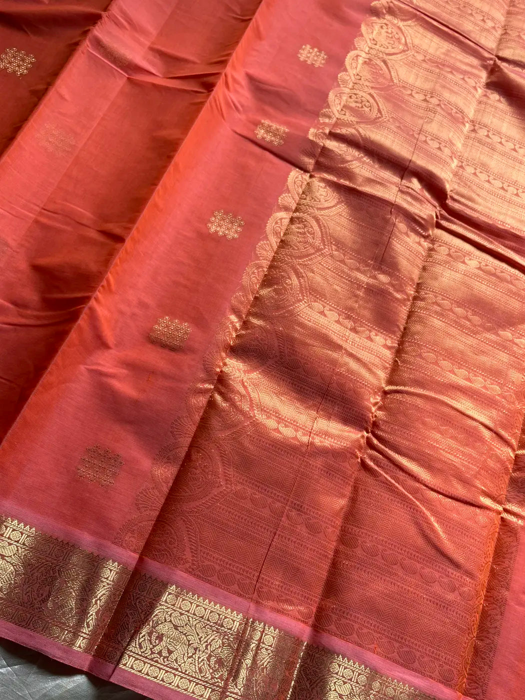Heirloom Kanchi - Pastel Kanakambaram Kanchi Cotton Saree