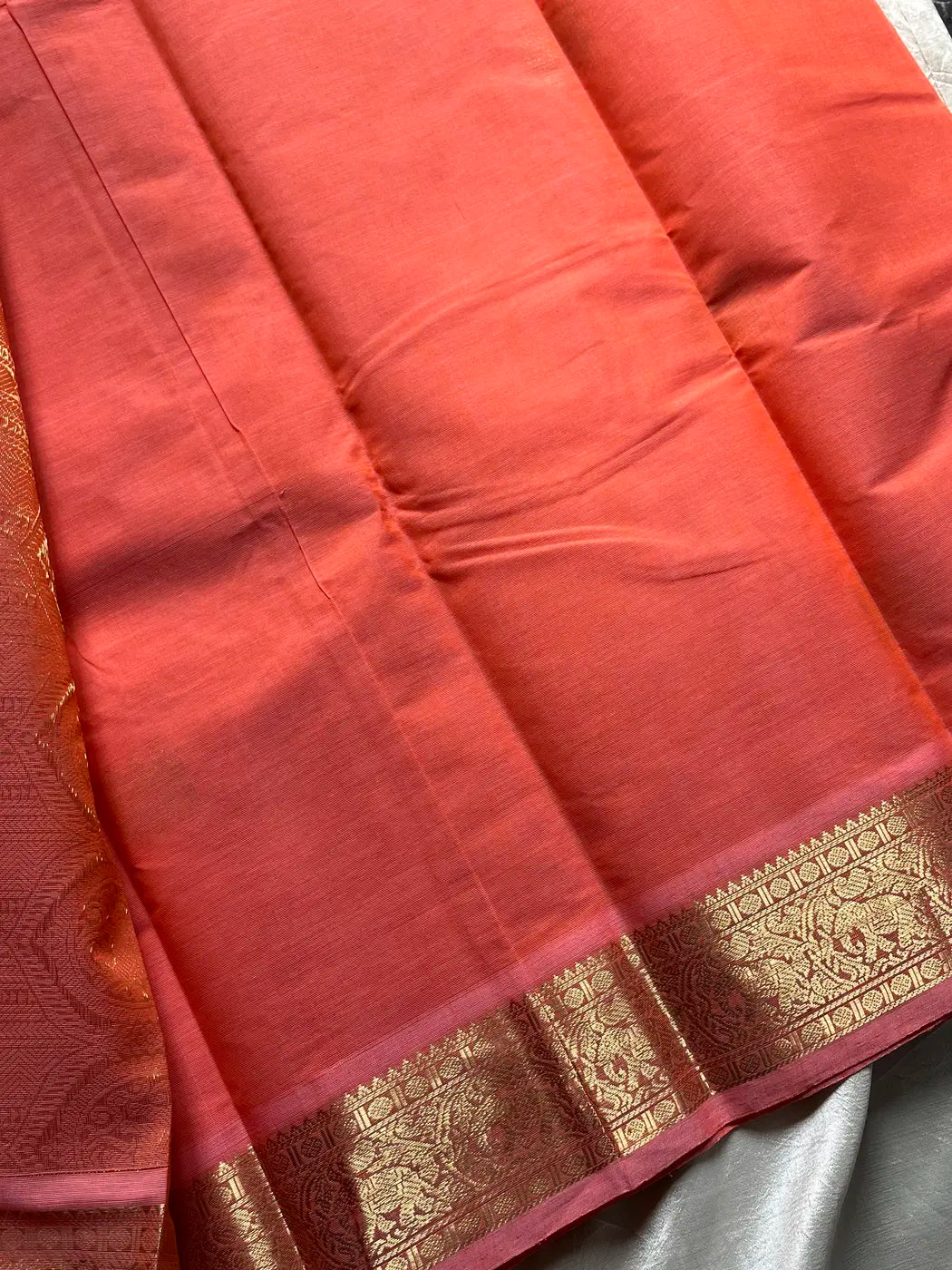 Heirloom Kanchi - Pastel Kanakambaram Kanchi Cotton Saree