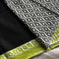 Black mulmul cotton saree with leaf green handblock border and contrast blouse – House of Thansha