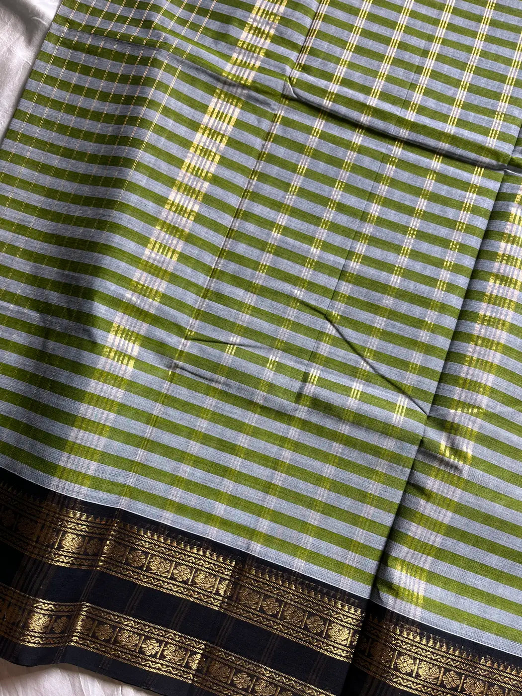 Maragatham – Green & Black Kattam Chettinadu Cotton Saree