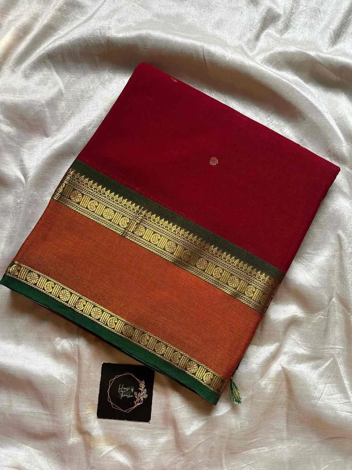 Throne Edit – Maroon 120 Counts Mercerised Kanchi Cotton Saree
