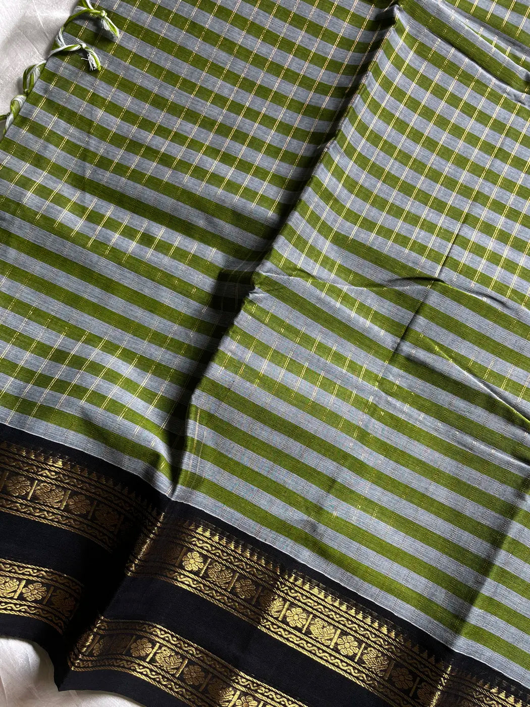 Maragatham – Green & Black Kattam Chettinadu Cotton Saree