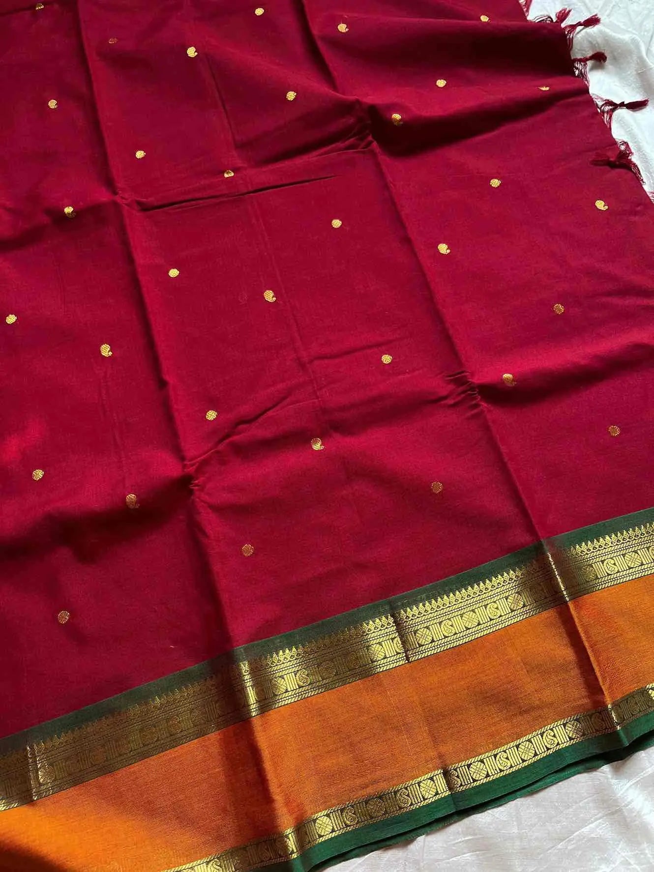 Throne Edit – Maroon 120 Counts Mercerised Kanchi Cotton Saree