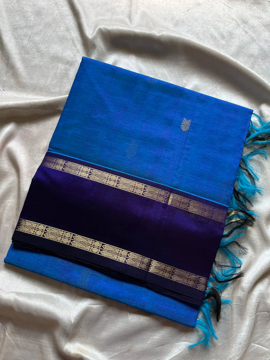 Kanchivaram Silk Cotton Saree - Copper Sulphate Blue