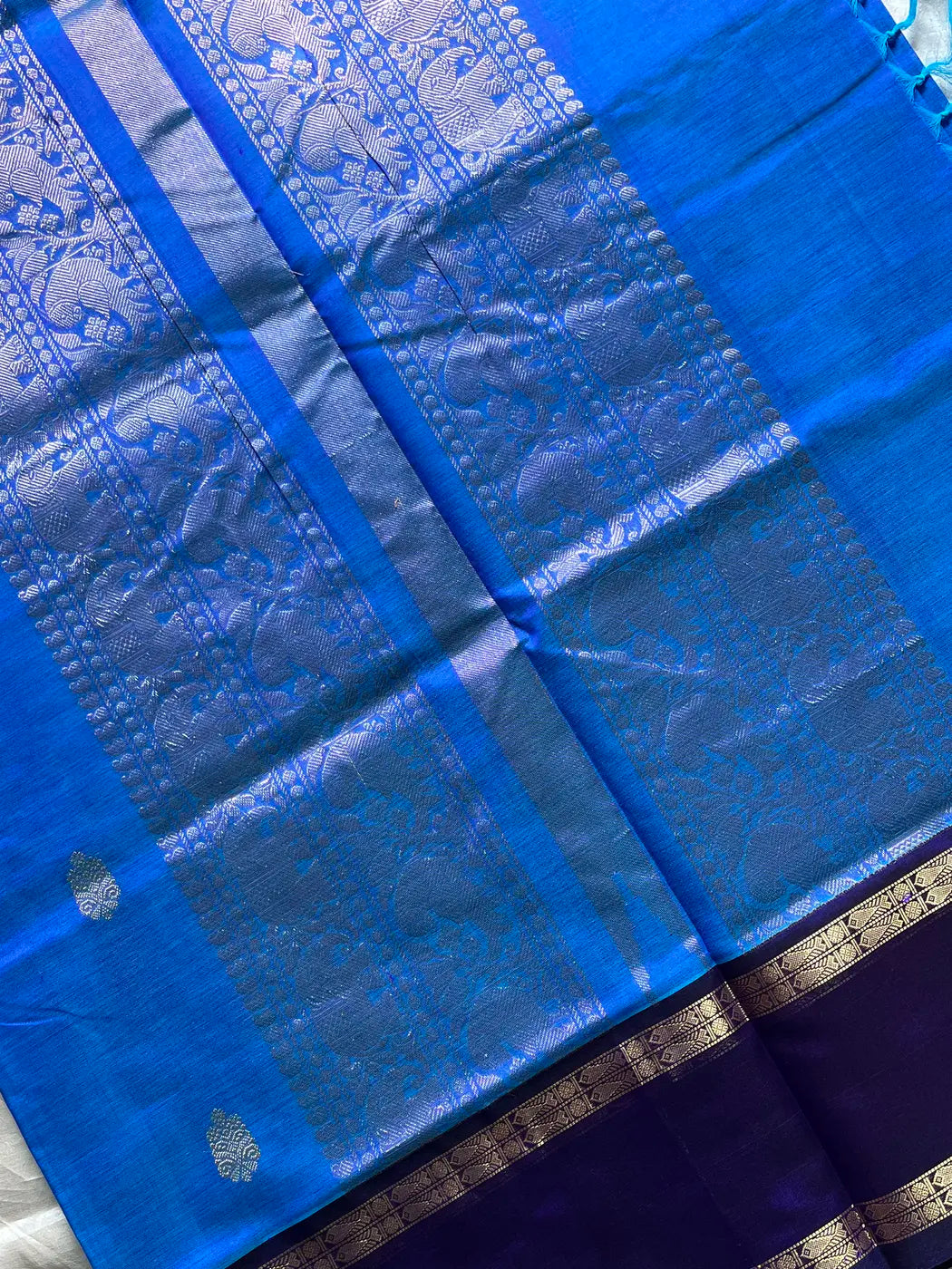 Kanchivaram Silk Cotton Saree - Copper Sulphate Blue