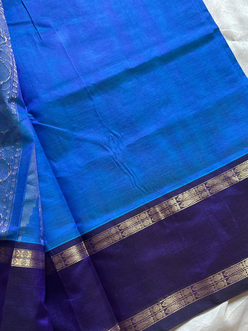 Kanchivaram Silk Cotton Saree - Copper Sulphate Blue