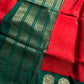 Banarasi Crepe Silk Saree – Red & Green
