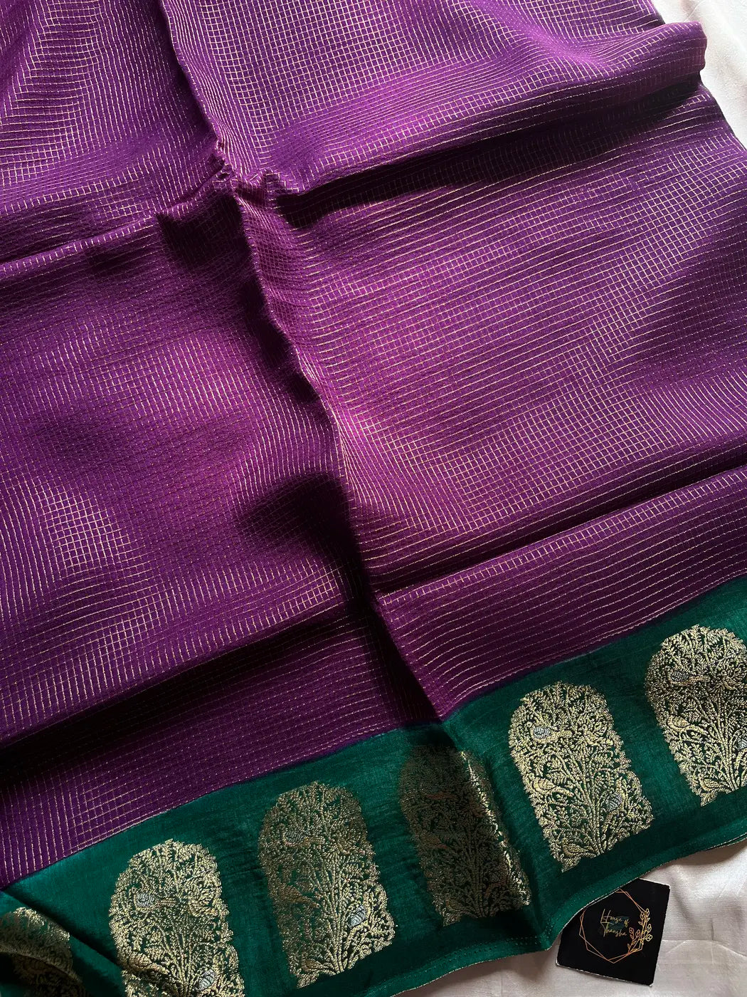 Banarasi Crepe Silk Saree – Purple & Green