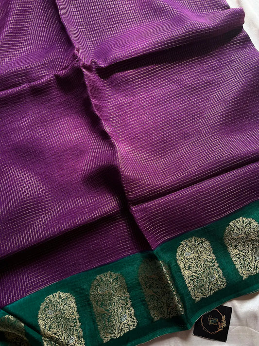 Banarasi Crepe Silk Saree – Purple & Green