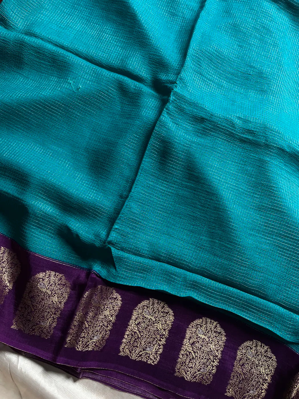 Banarasi Crepe Silk Saree – Blue & Purple