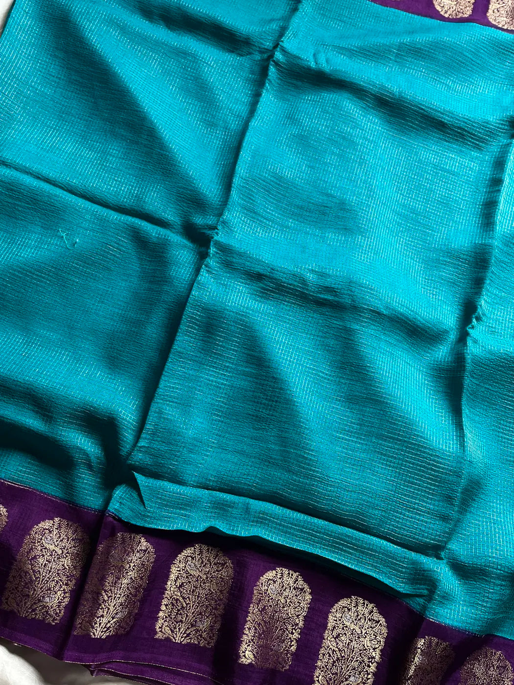 Banarasi Crepe Silk Saree – Blue & Purple