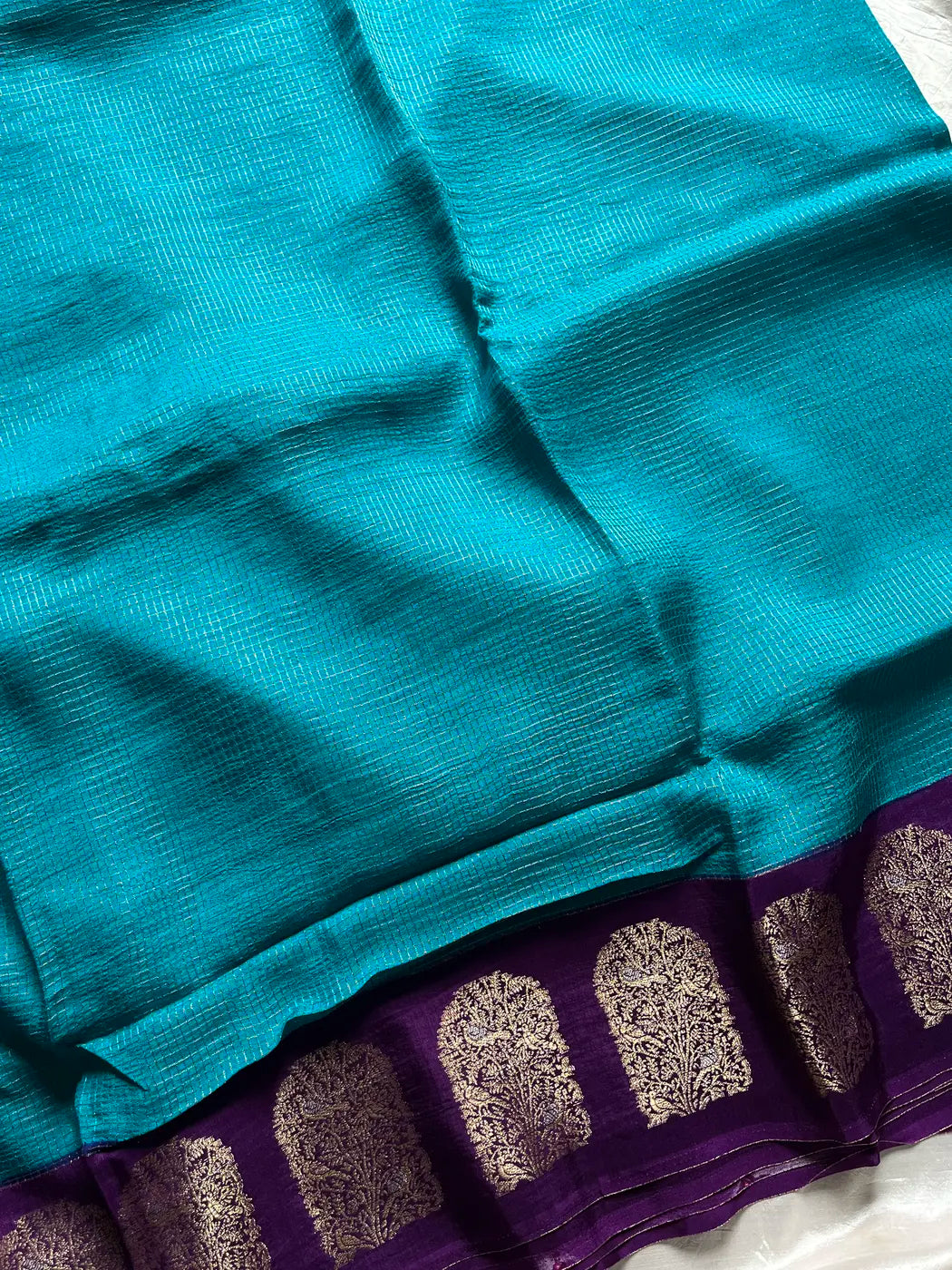 Banarasi Crepe Silk Saree – Blue & Purple