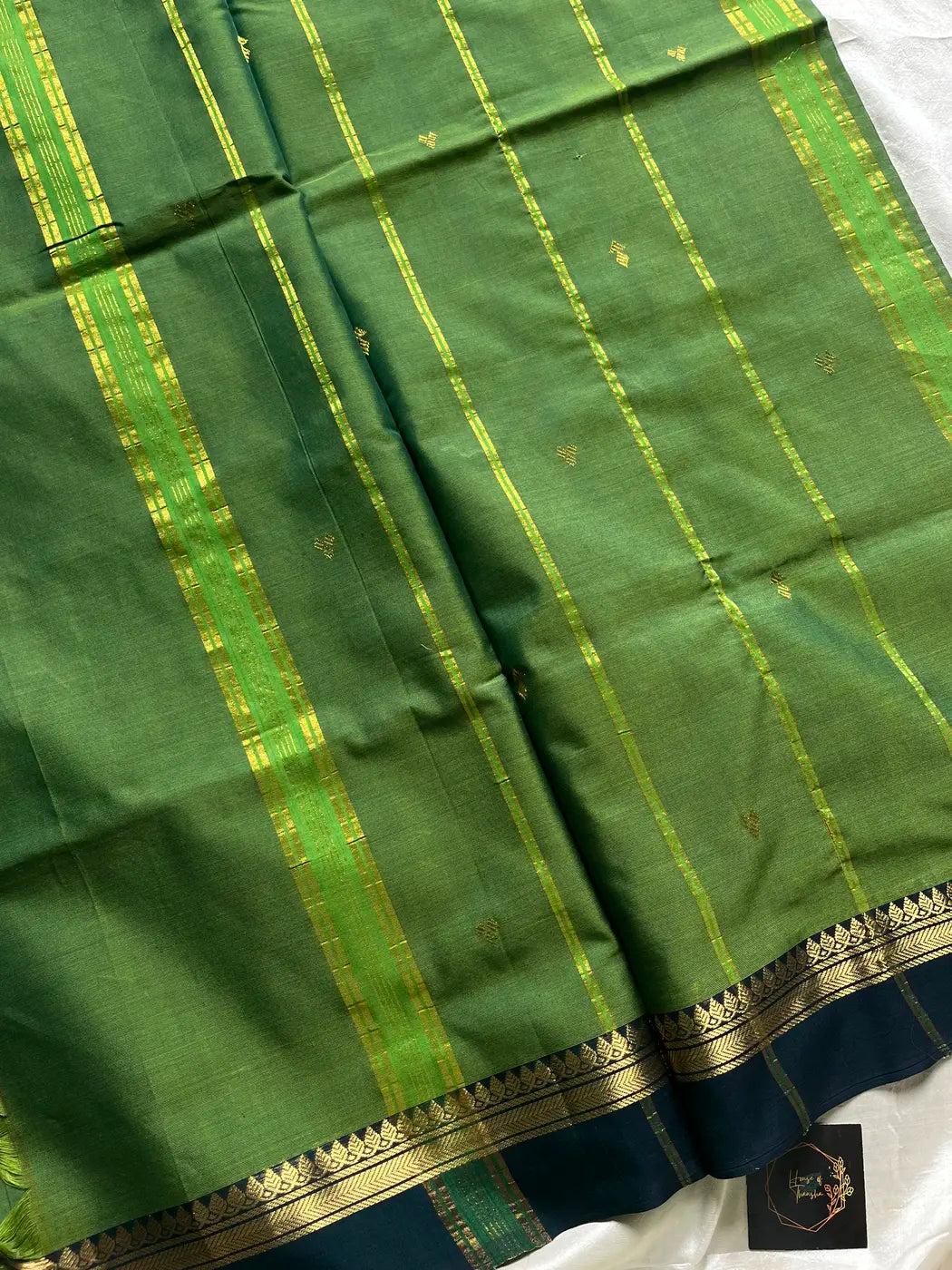 Mercerised 120 Counts Chettinadu Cotton - Green & Blue
