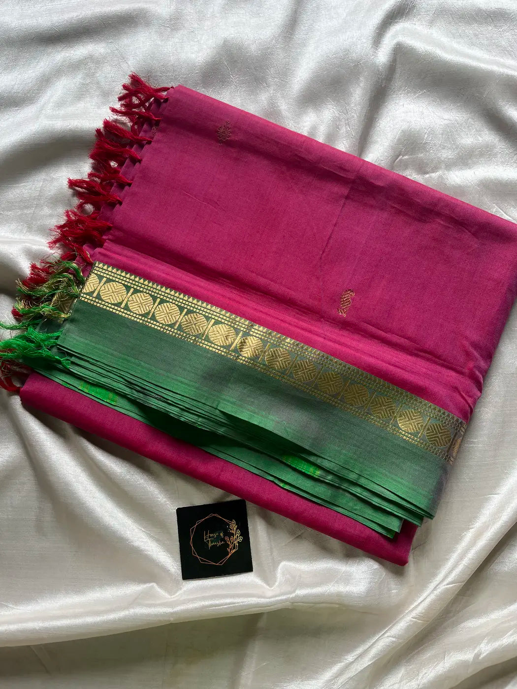 Mercerised 120 Counts Chettinadu Cotton - Rose & Green