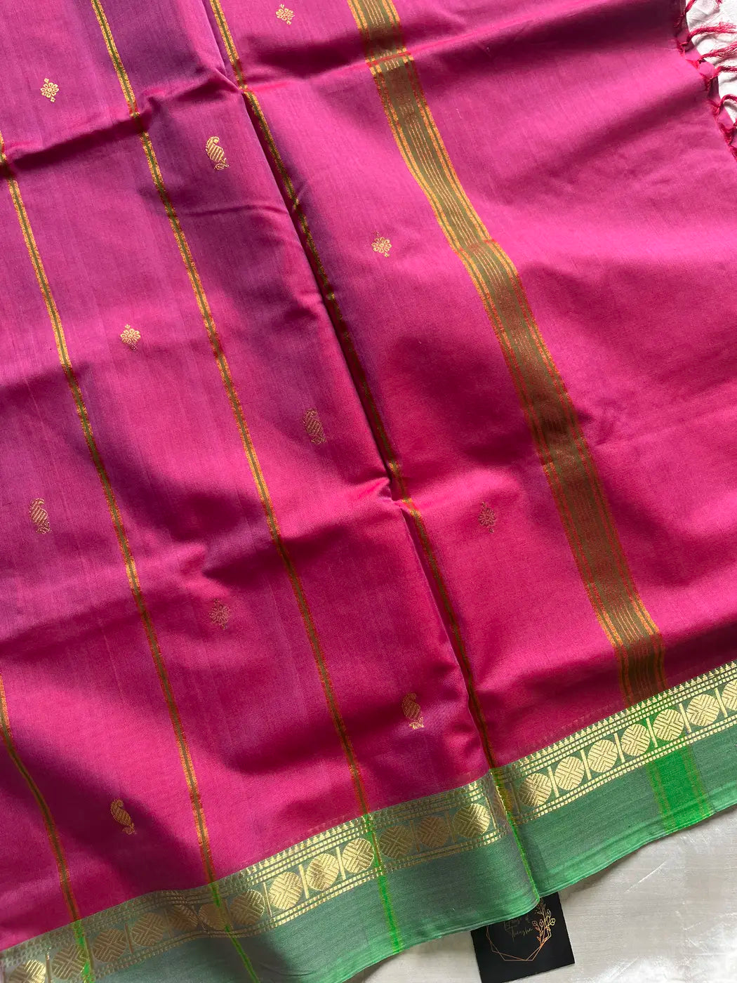 Mercerised 120 Counts Chettinadu Cotton - Rose & Green