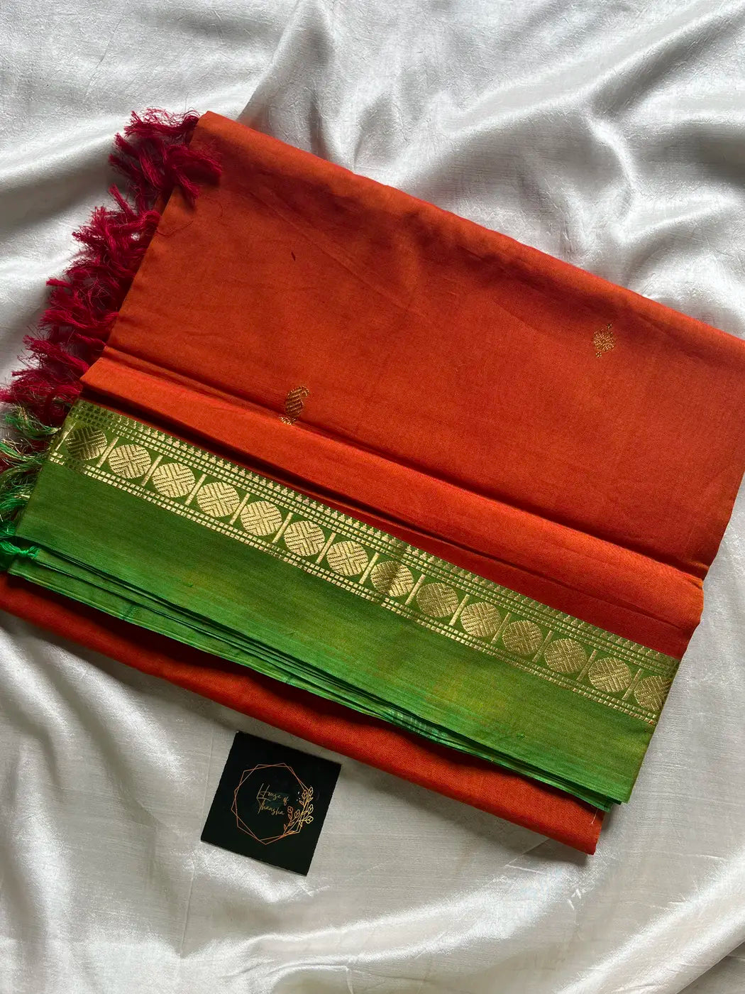 Mercerised 120 Counts Chettinadu Cotton - Orange & Green