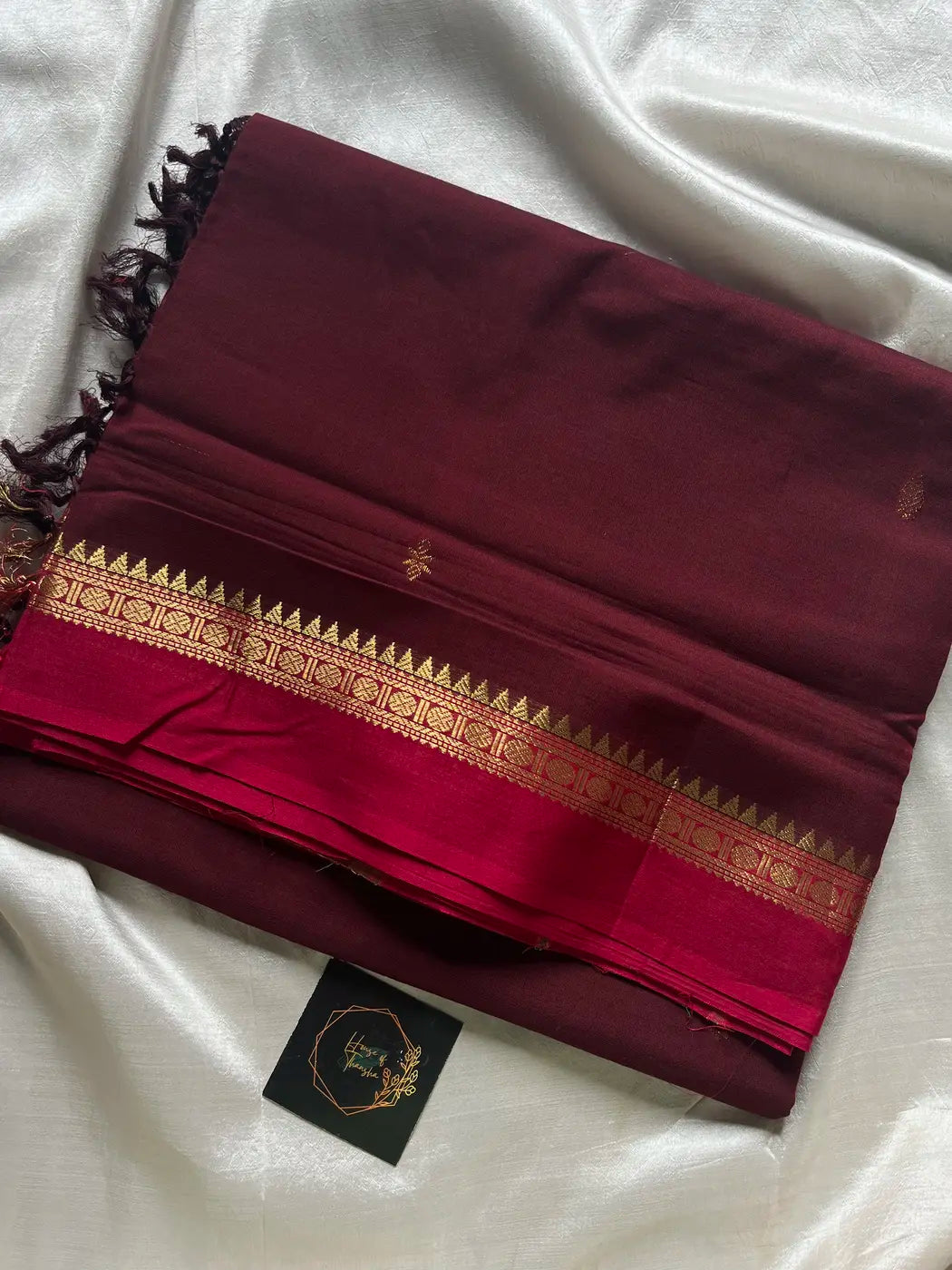 Mercerised 120 Counts Chettinadu Cotton - Maroon & Pink
