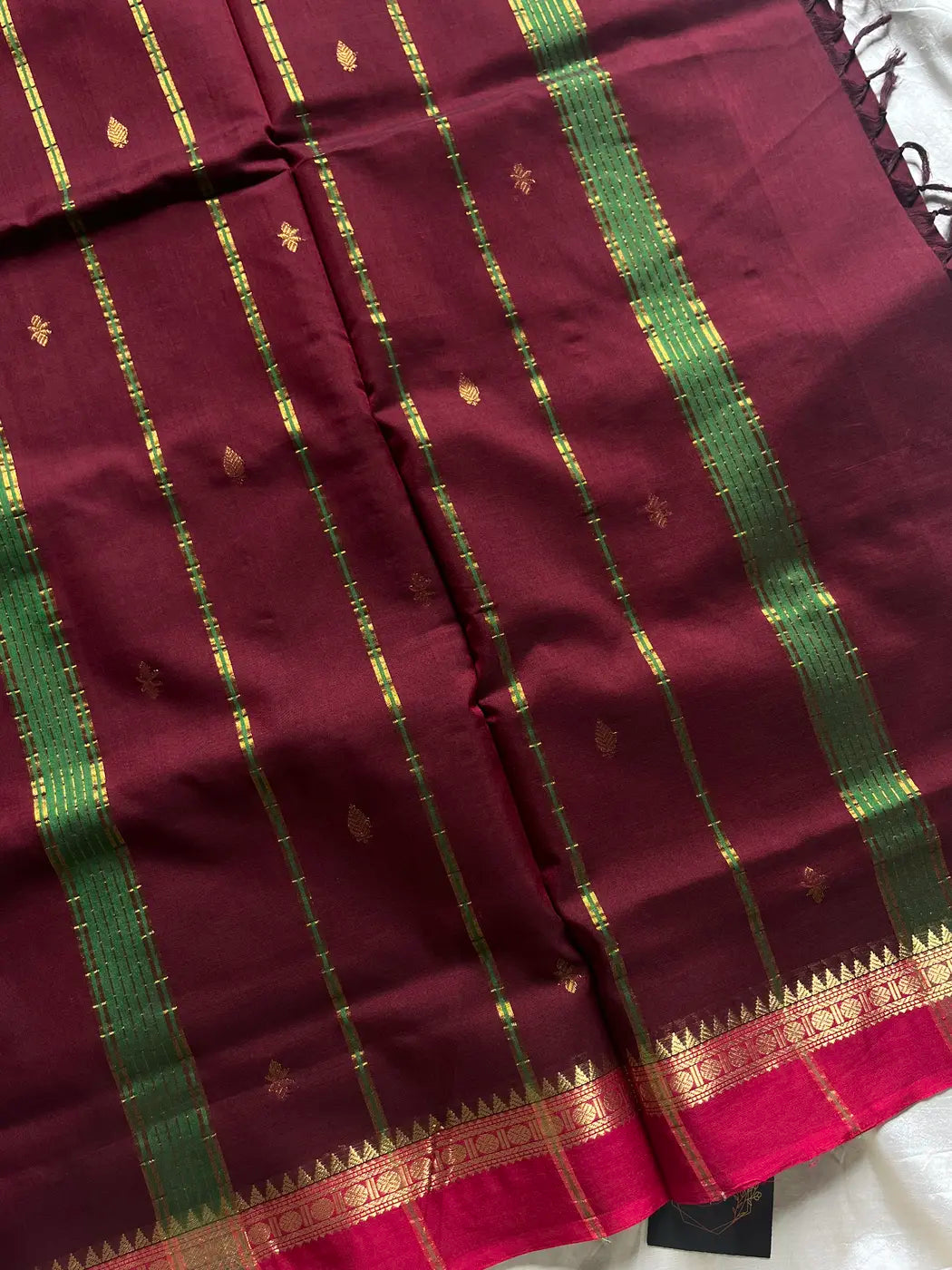 Mercerised 120 Counts Chettinadu Cotton - Maroon & Pink