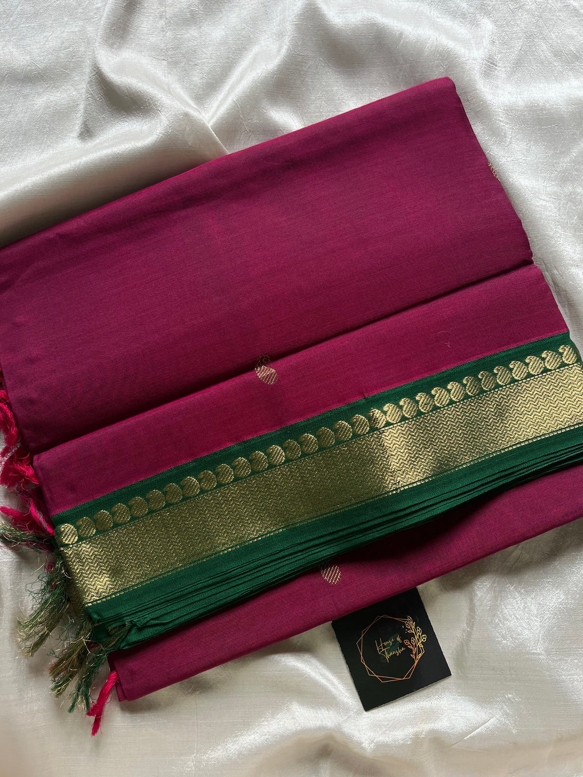 Mercerised 120 Counts Chettinadu Cotton - Magenta Pink & Green