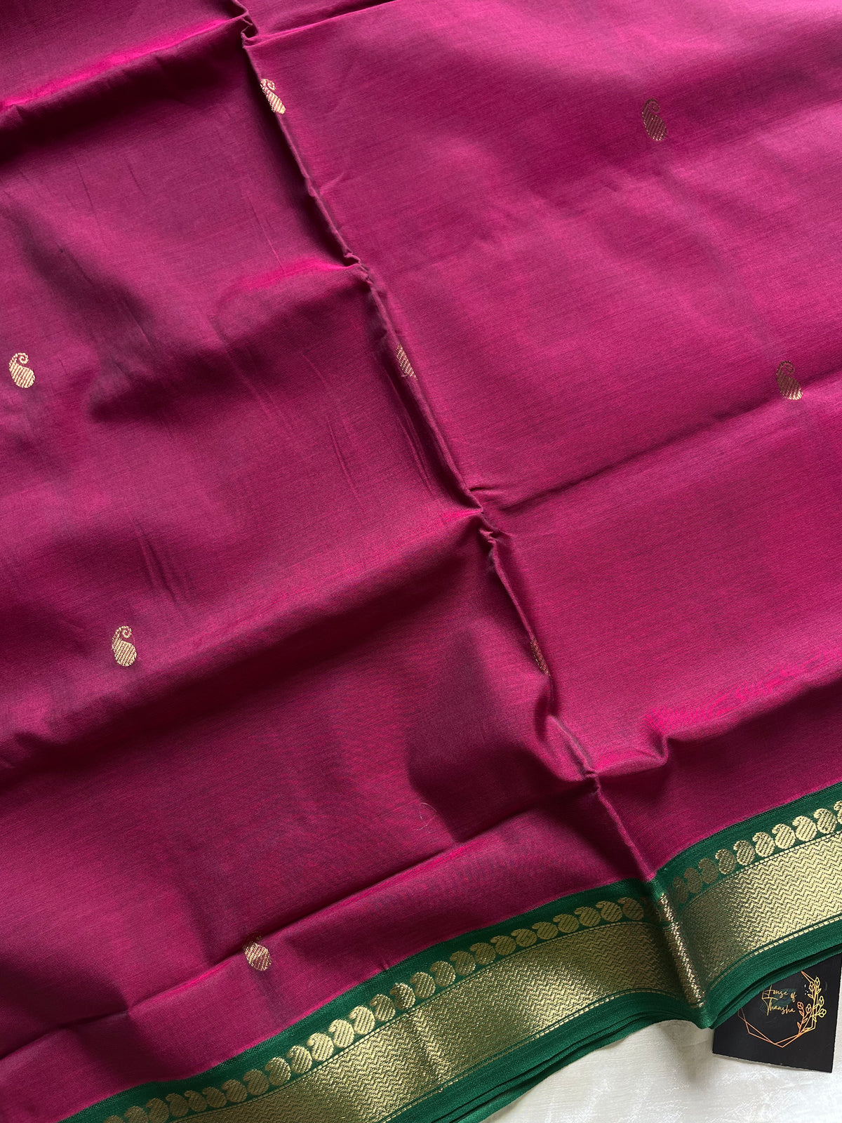 Mercerised 120 Counts Chettinadu Cotton - Magenta Pink & Green