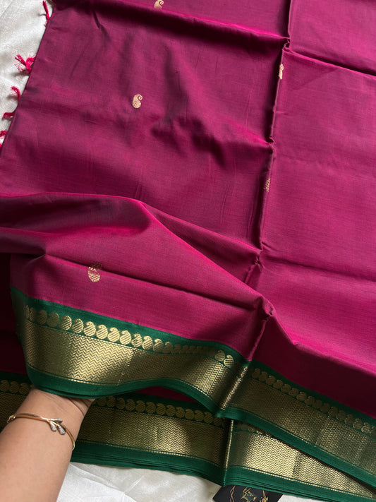 Mercerised 120 Counts Chettinadu Cotton - Magenta Pink & Green