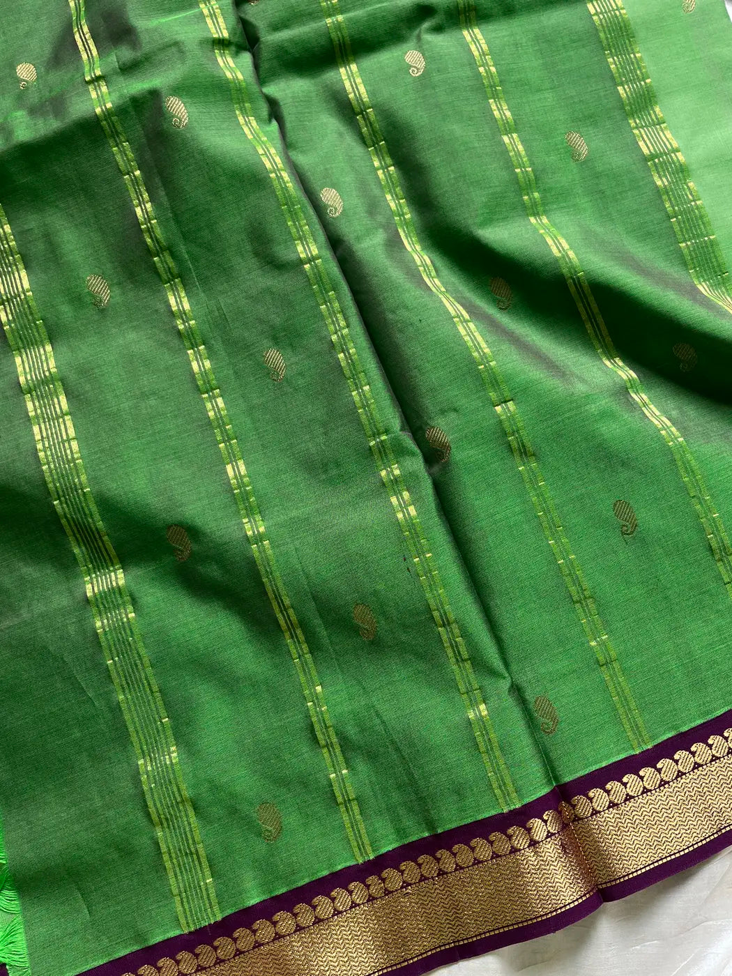 Mercerised 120 Counts Chettinadu Cotton - Green & Purple
