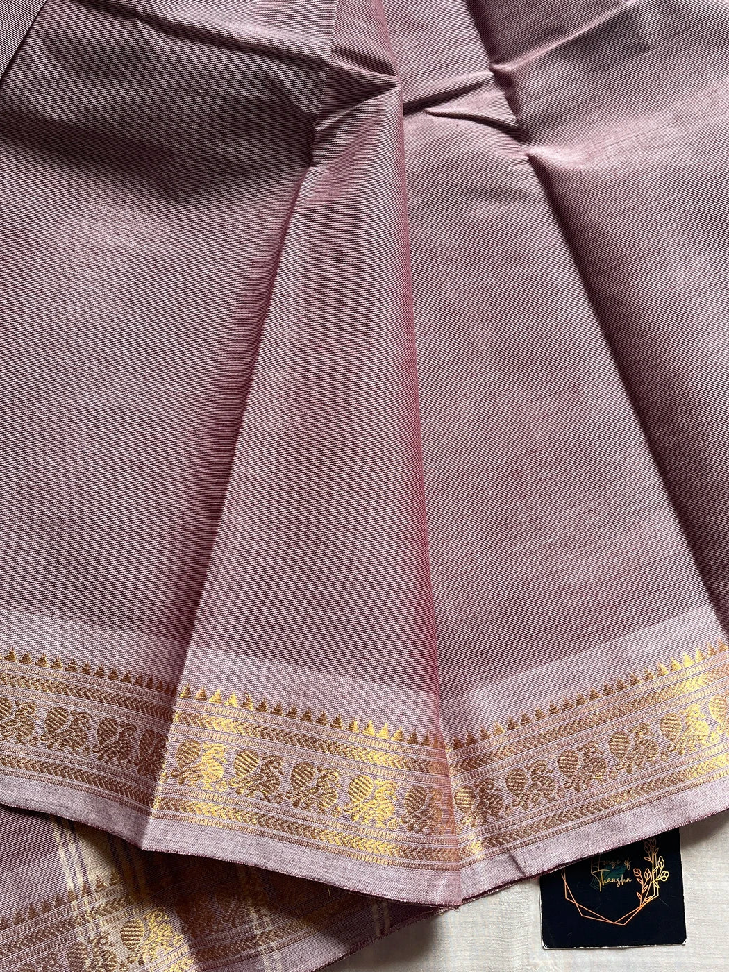 Minimal Border Edit - Mauve Taupe Kanchi Cotton Saree