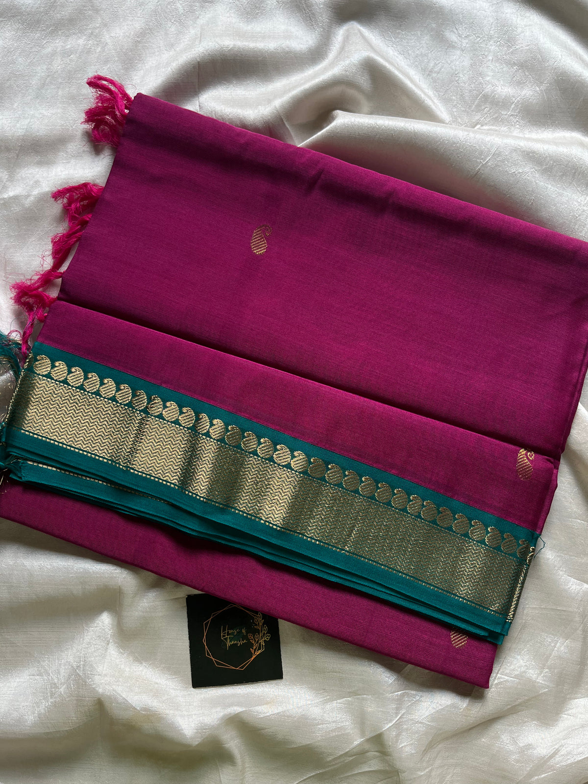 Mercerised 120 Counts Chettinadu Cotton - Magenta Pink & Teal