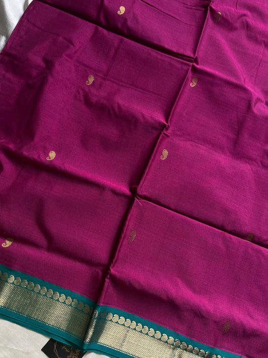 Mercerised 120 Counts Chettinadu Cotton - Magenta Pink & Teal