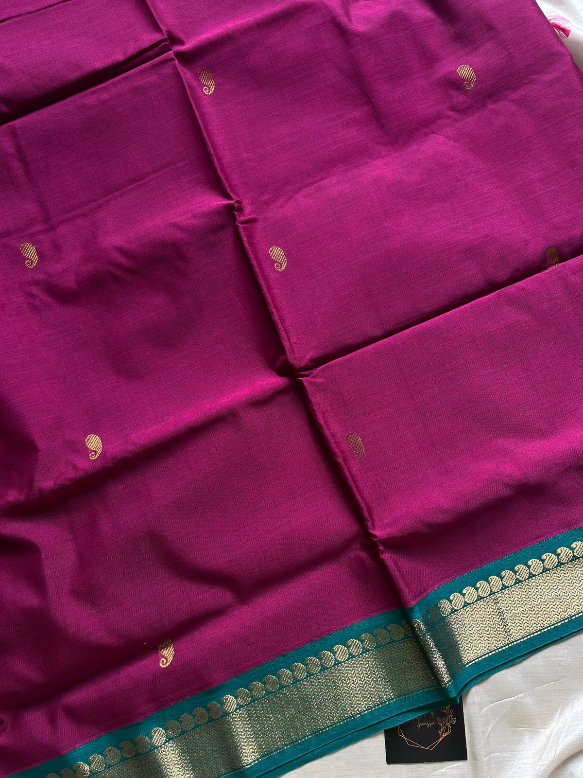 Mercerised 120 Counts Chettinadu Cotton - Magenta Pink & Teal