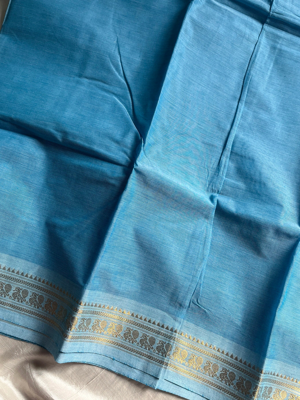 Minimal Border Edit - Sky Blue Kanchi Cotton Saree