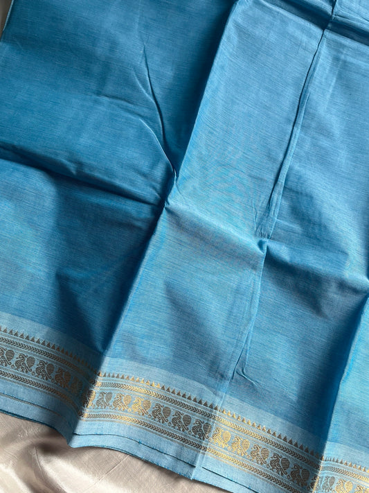 Minimal Border Edit - Sky Blue Kanchi Cotton Saree