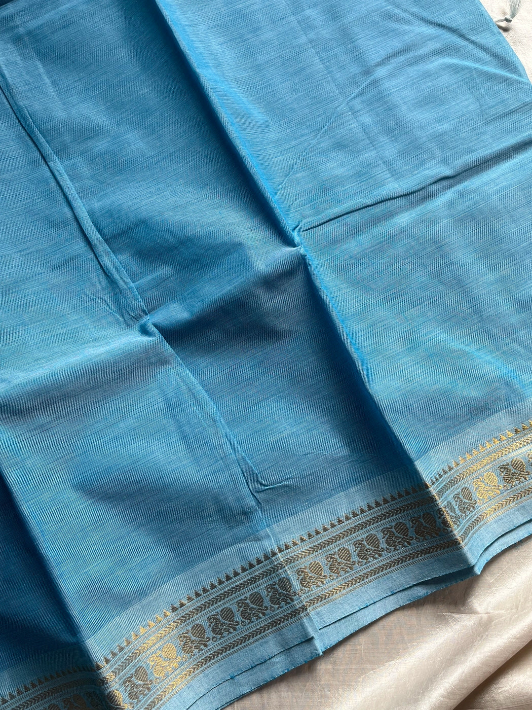 Minimal Border Edit - Sky Blue Kanchi Cotton Saree