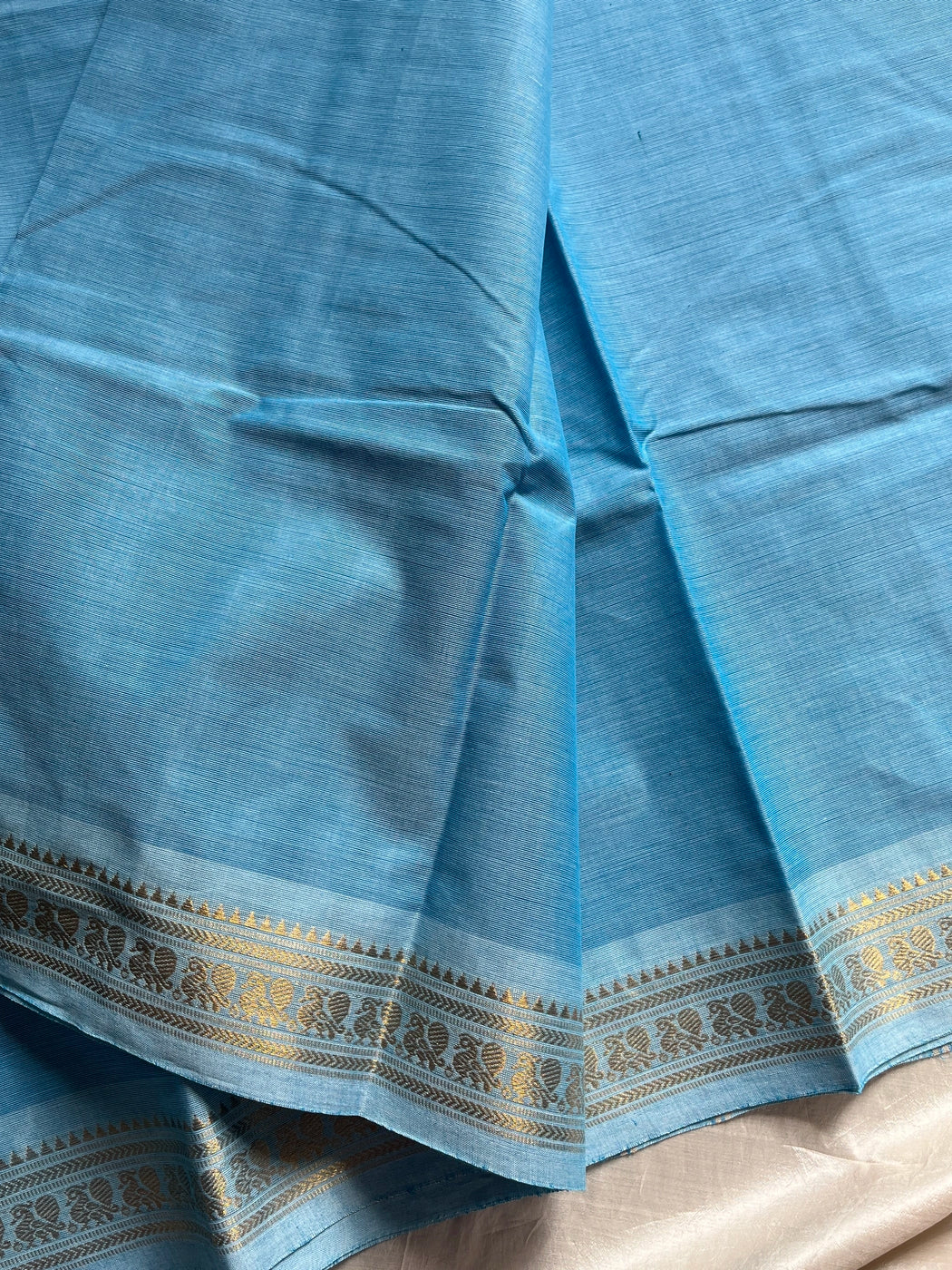 Minimal Border Edit - Sky Blue Kanchi Cotton Saree