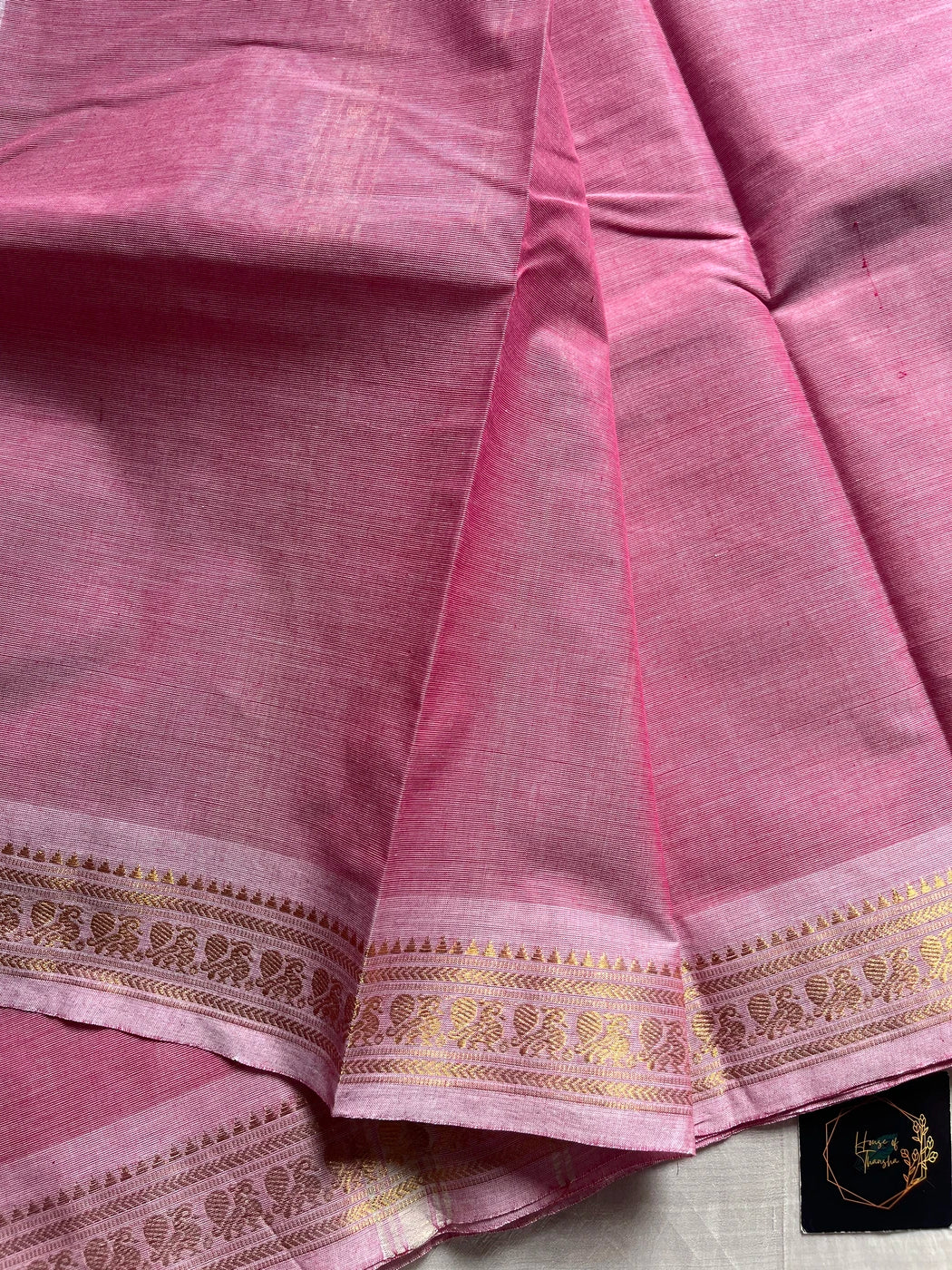 Minimal Border Edit - Pastel Pink Kanchi Cotton Saree