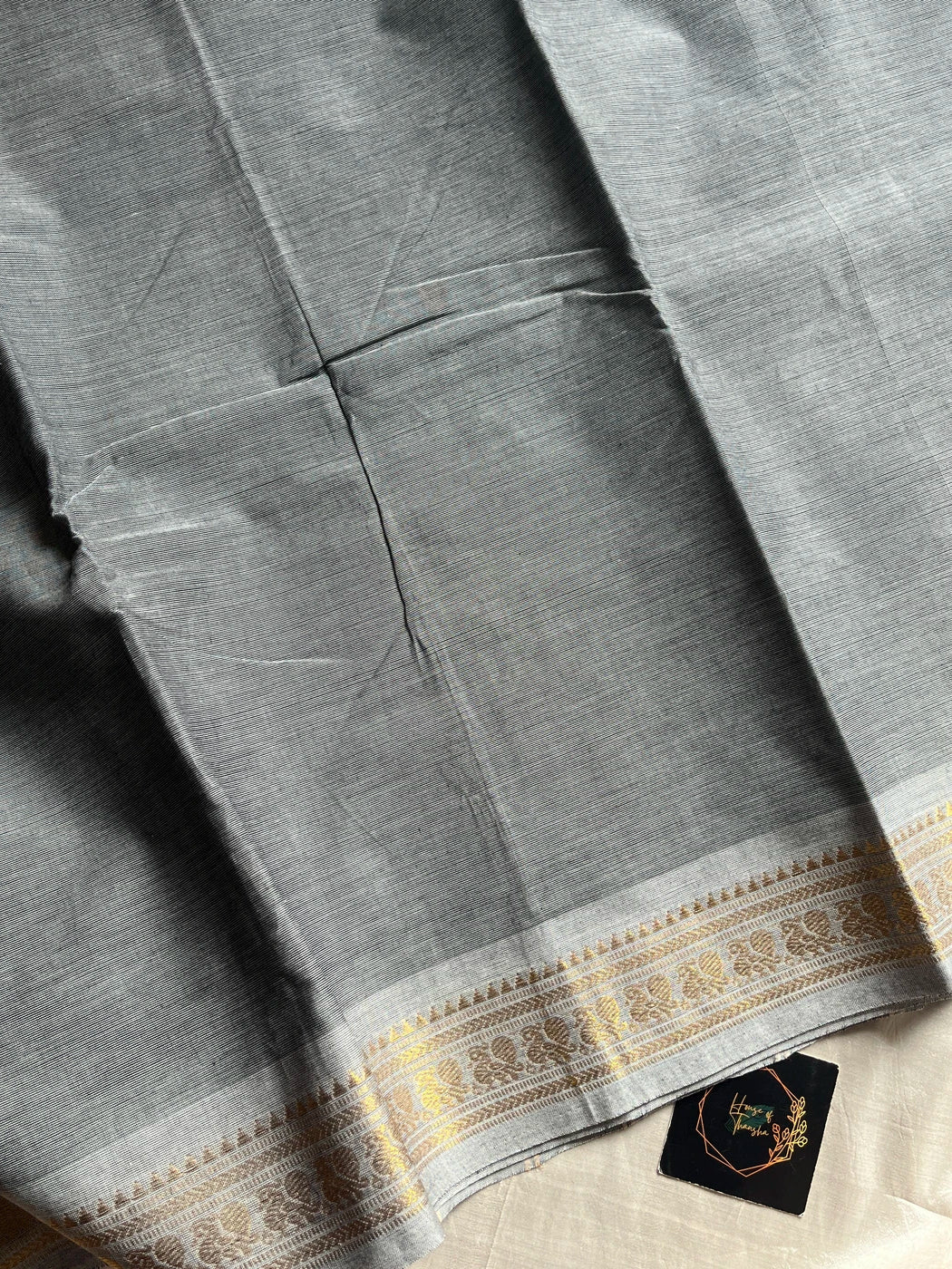 Minimal Border Edit - Silver Grey Kanchi Cotton Saree