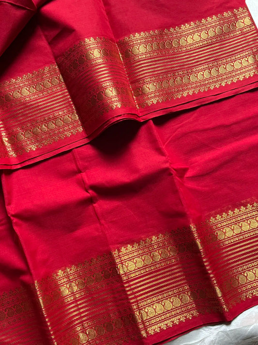 Subtle Weaves | Red Kanchi Cotton Saree