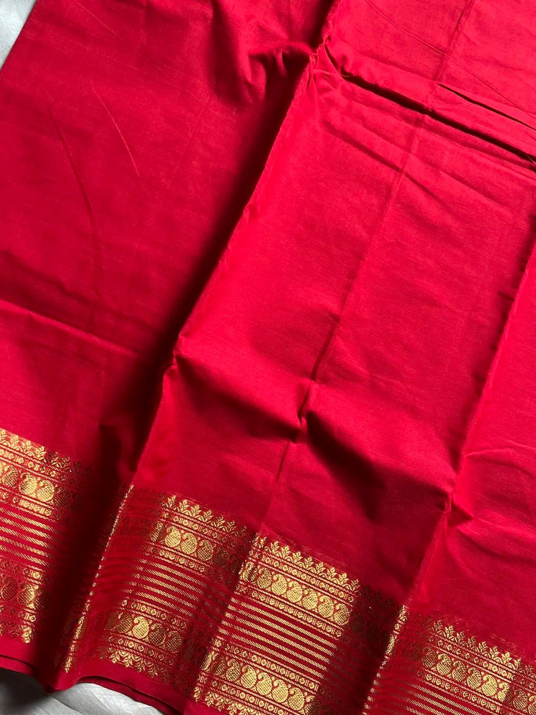 Subtle Weaves | Red Kanchi Cotton Saree